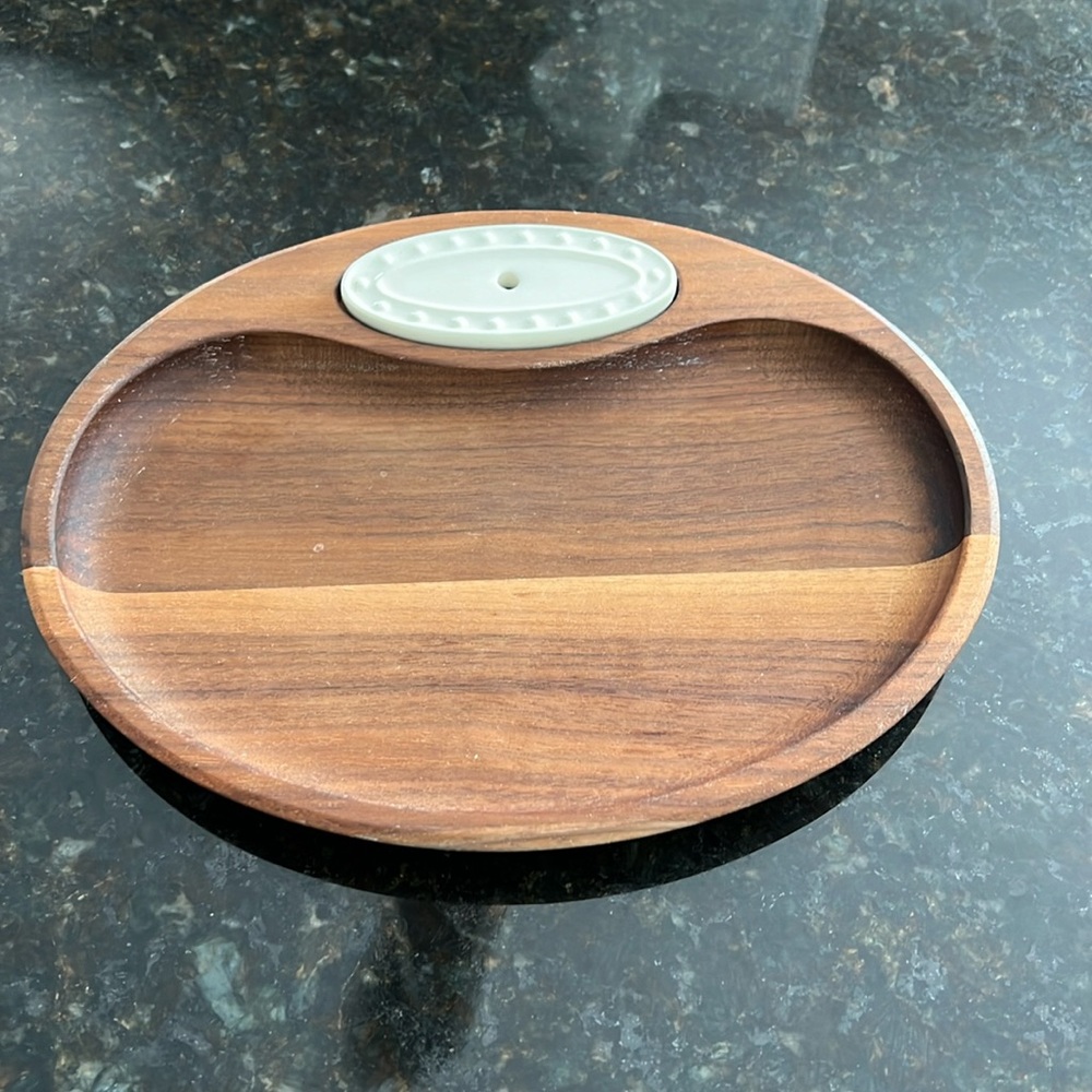 Retired Nora Fleming walnut tidbit tray *Signed*